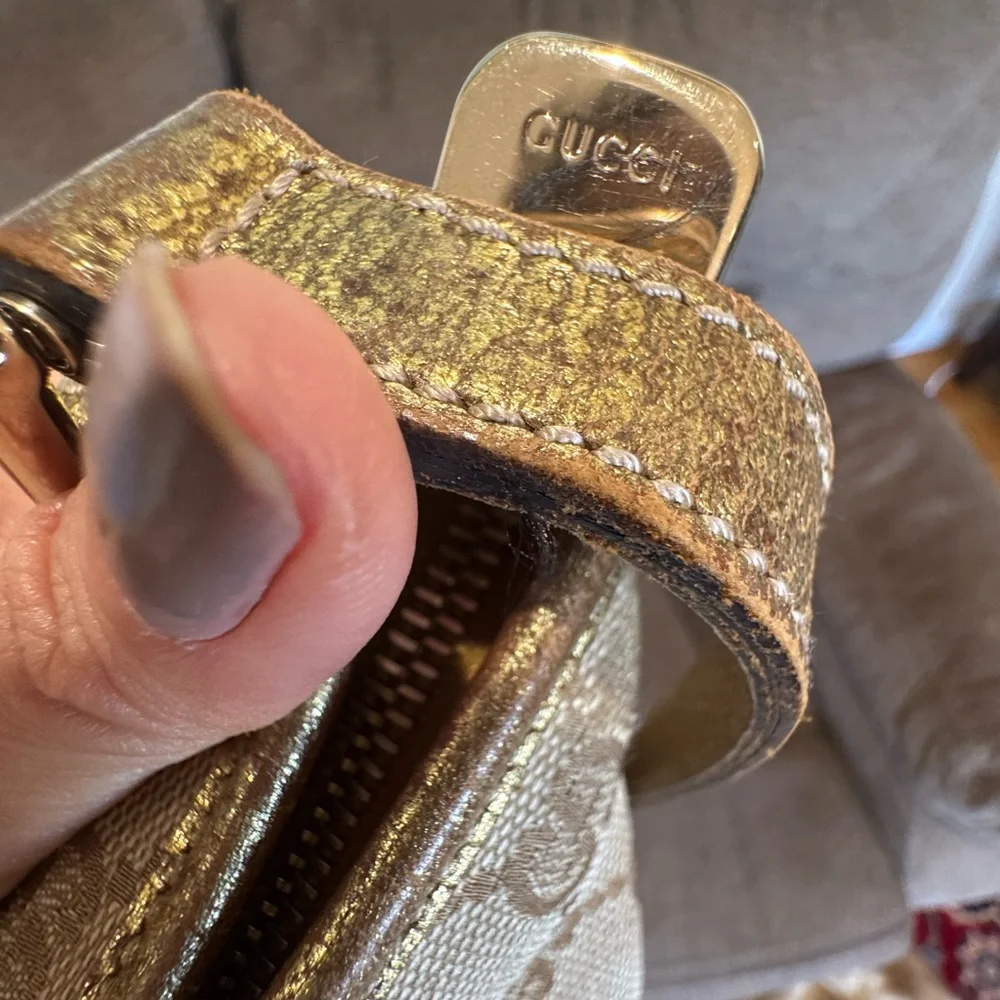 Gucci GG Canvas Metallic Gold Crossbody Bag - Picture 9 of 16